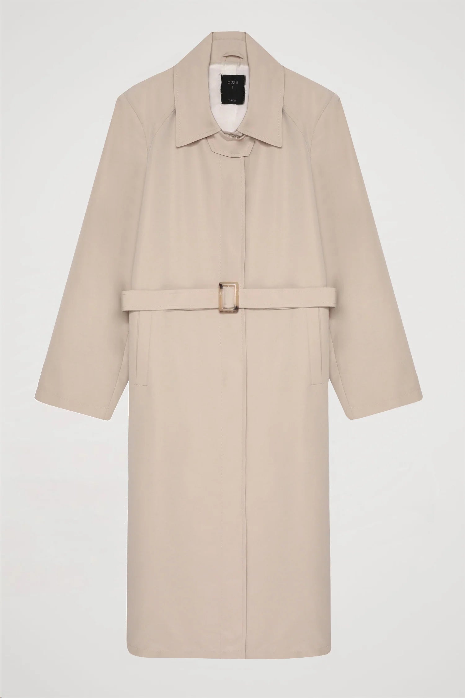 Belted Long Trench Coat Beige