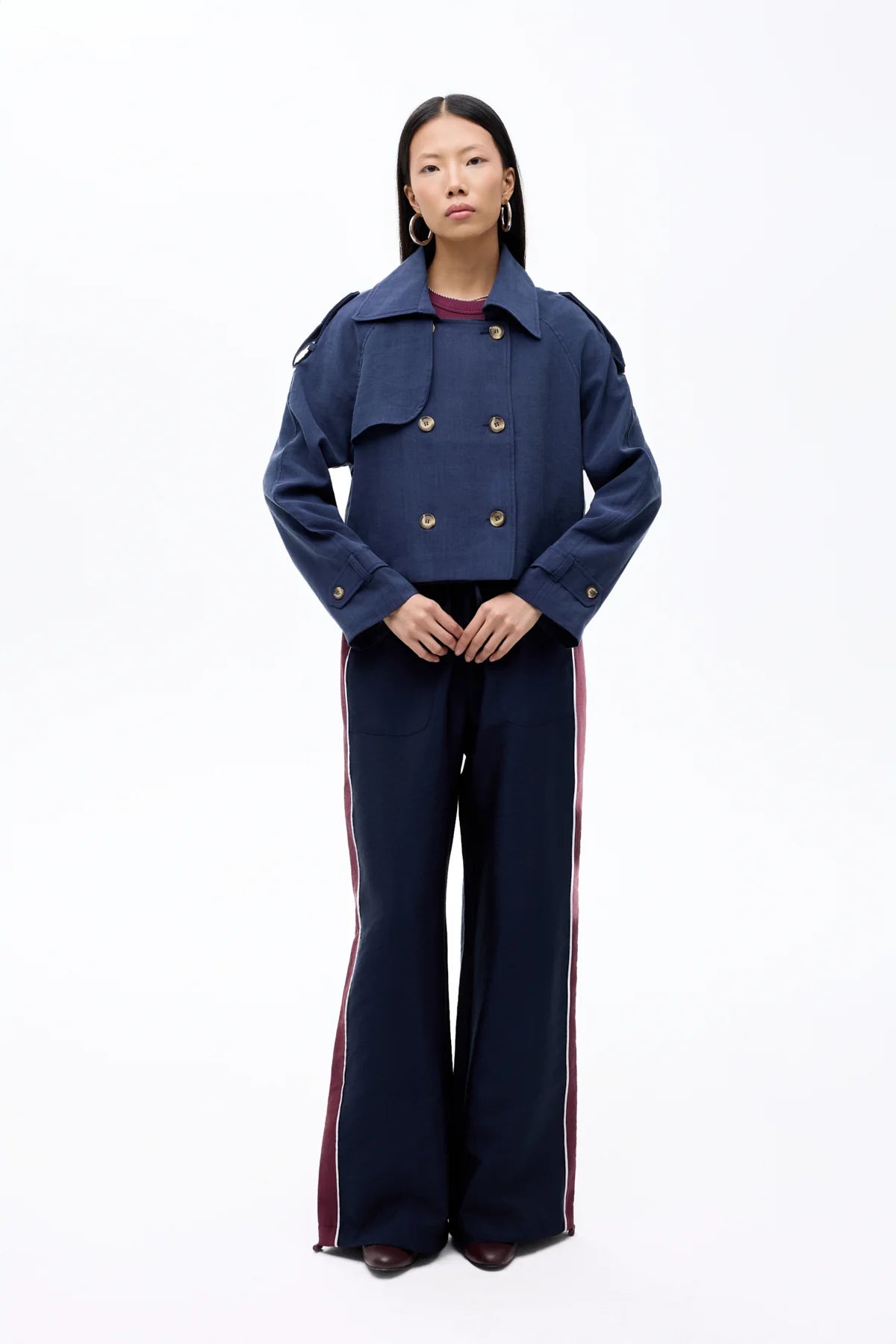 Double-Breasted Double-Breasted Short Trench Coat